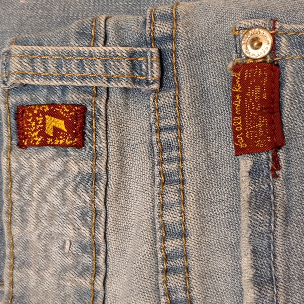 7 for all mankind distressed girls stretch denim jeans size 7 - Picture 7 of 10